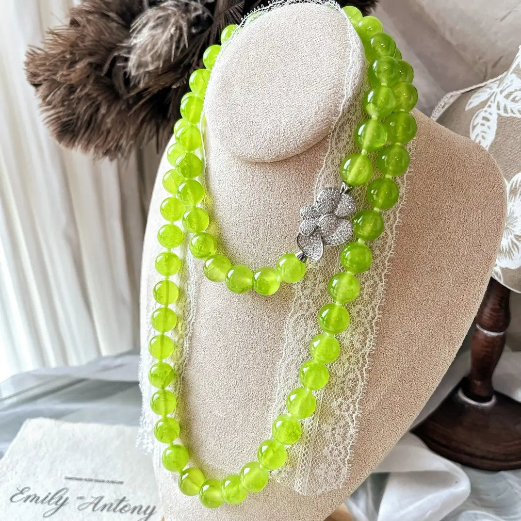 Versatile Quartzite Jade Long Sweater Necklace for Women
