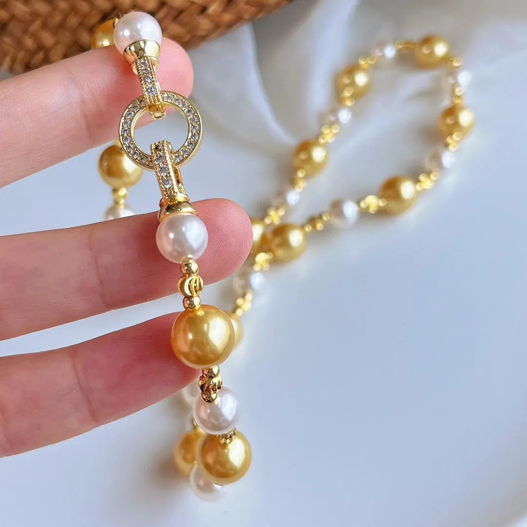 Quiet Luxury Faux- Pearl Necklace with Dual-Clasp