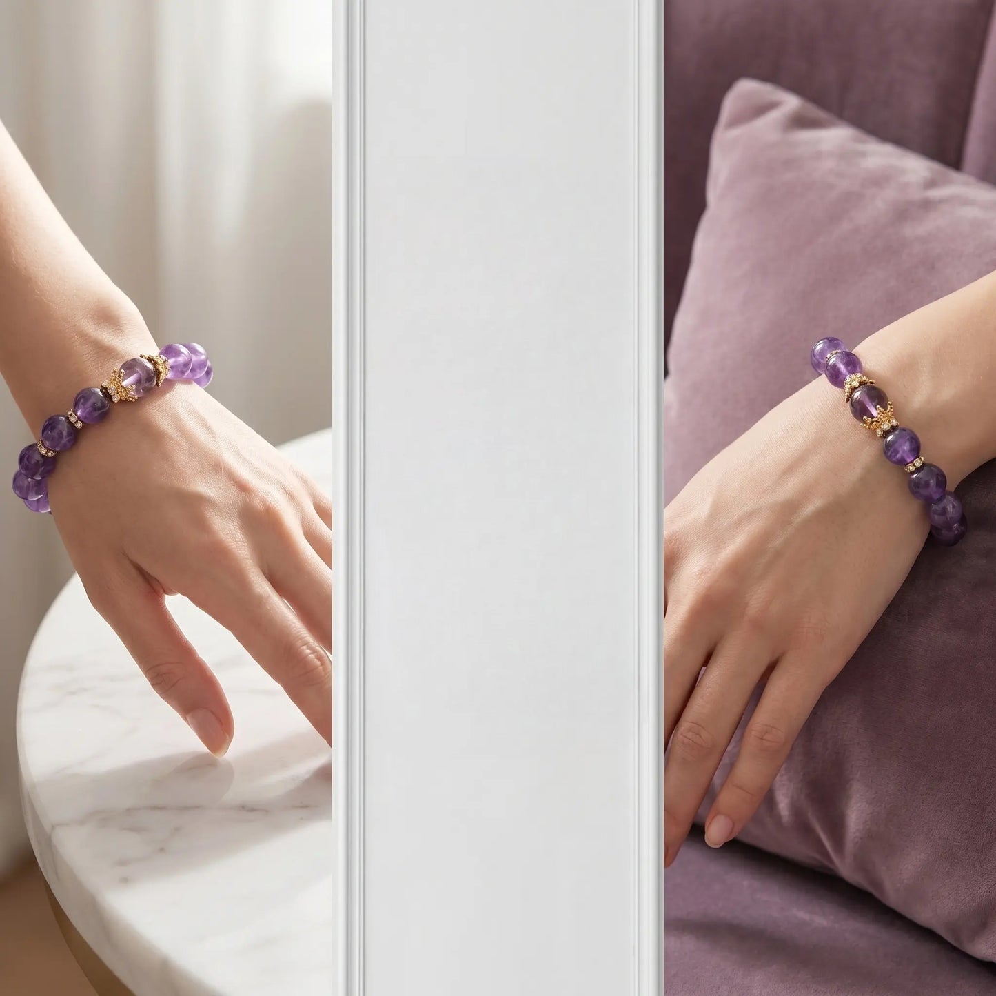 🔮Handmade Amethyst Healing Crystal Bracelet for Women | Real Gemstone Jewelry