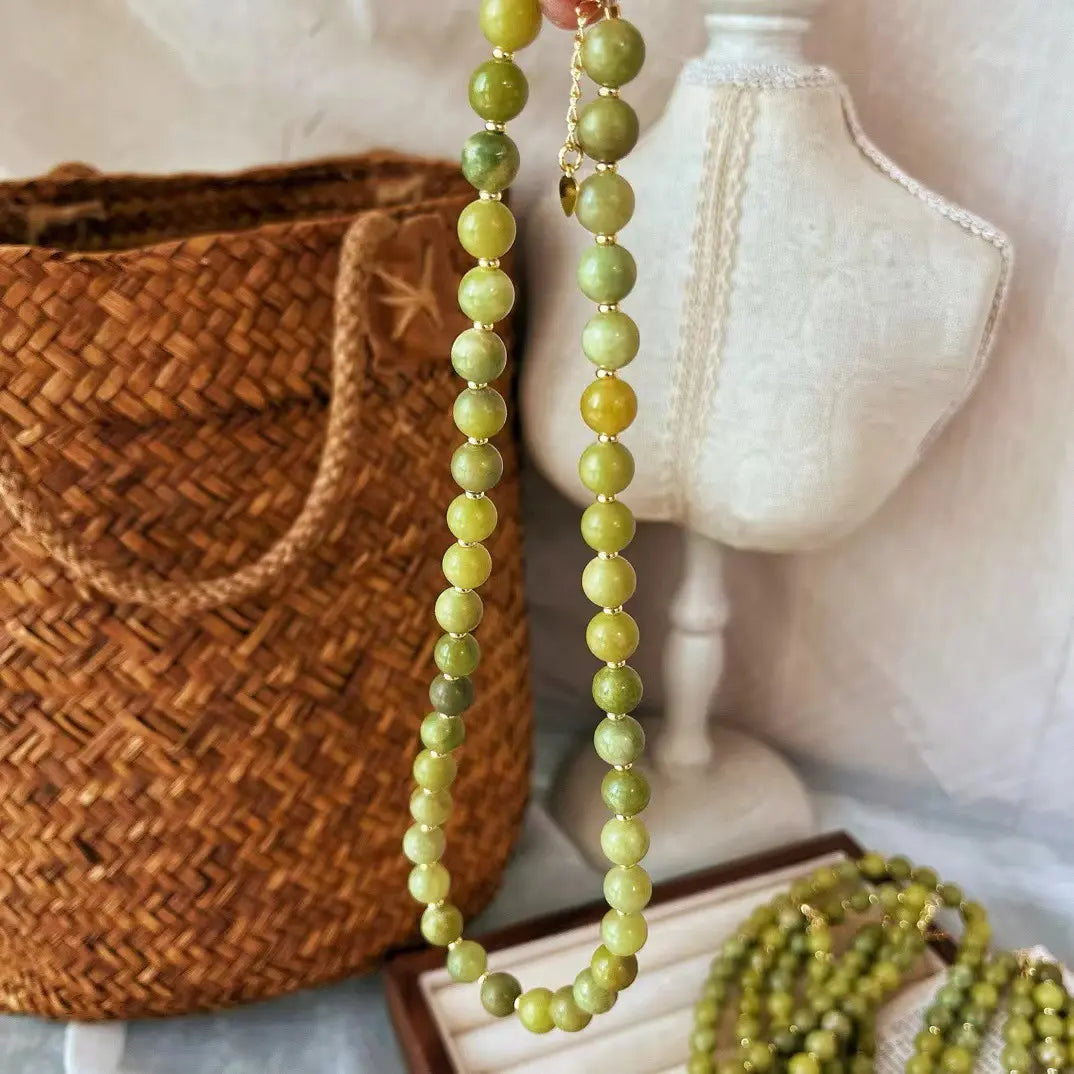 Vintage Natural Southern Jade "Starry Sky" Collarbone Necklace