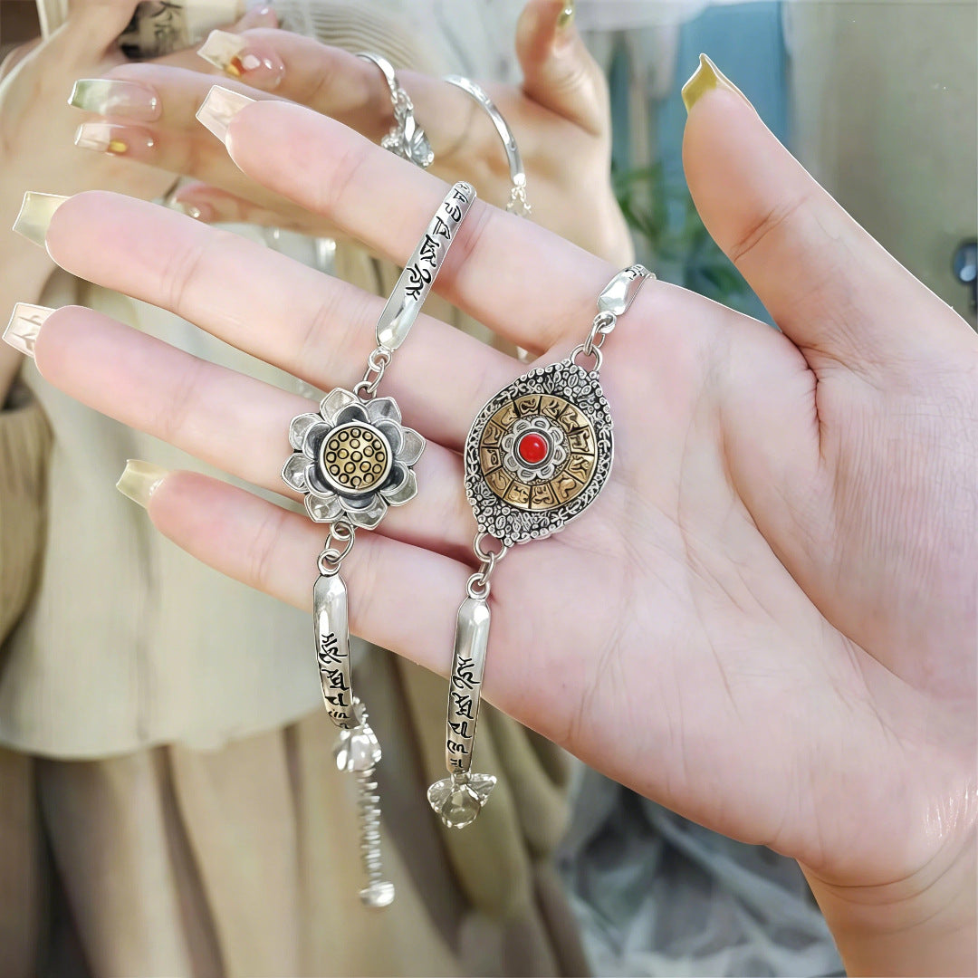 🔥【Compra 1 y llévate 1 gratis】Pulsera de loto giratoria con mantra de seis caracteres de la suerte 2026