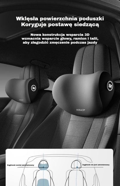 🚗 【30% zniżki】 Zestaw poduszki zagłówkowej i podparcia lędźwiowego do samochodu