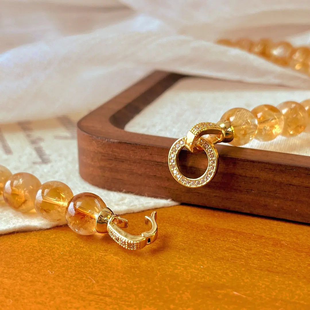 Natural Yellow Phantom Quartz & Citrine Necklace | Retro Chinese Style