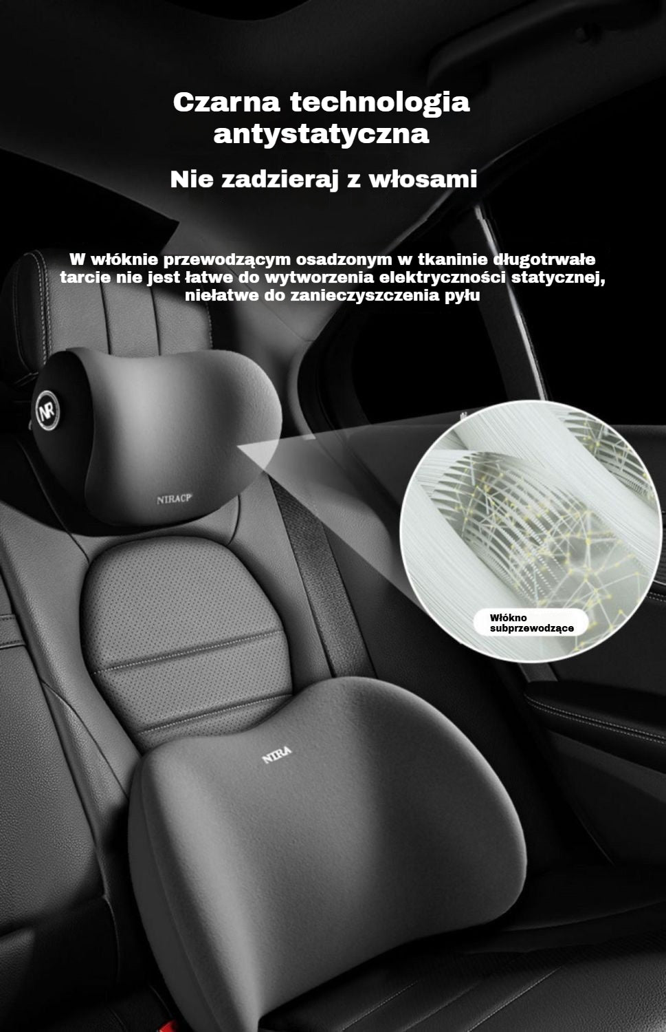🚗 【30% zniżki】 Zestaw poduszki zagłówkowej i podparcia lędźwiowego do samochodu