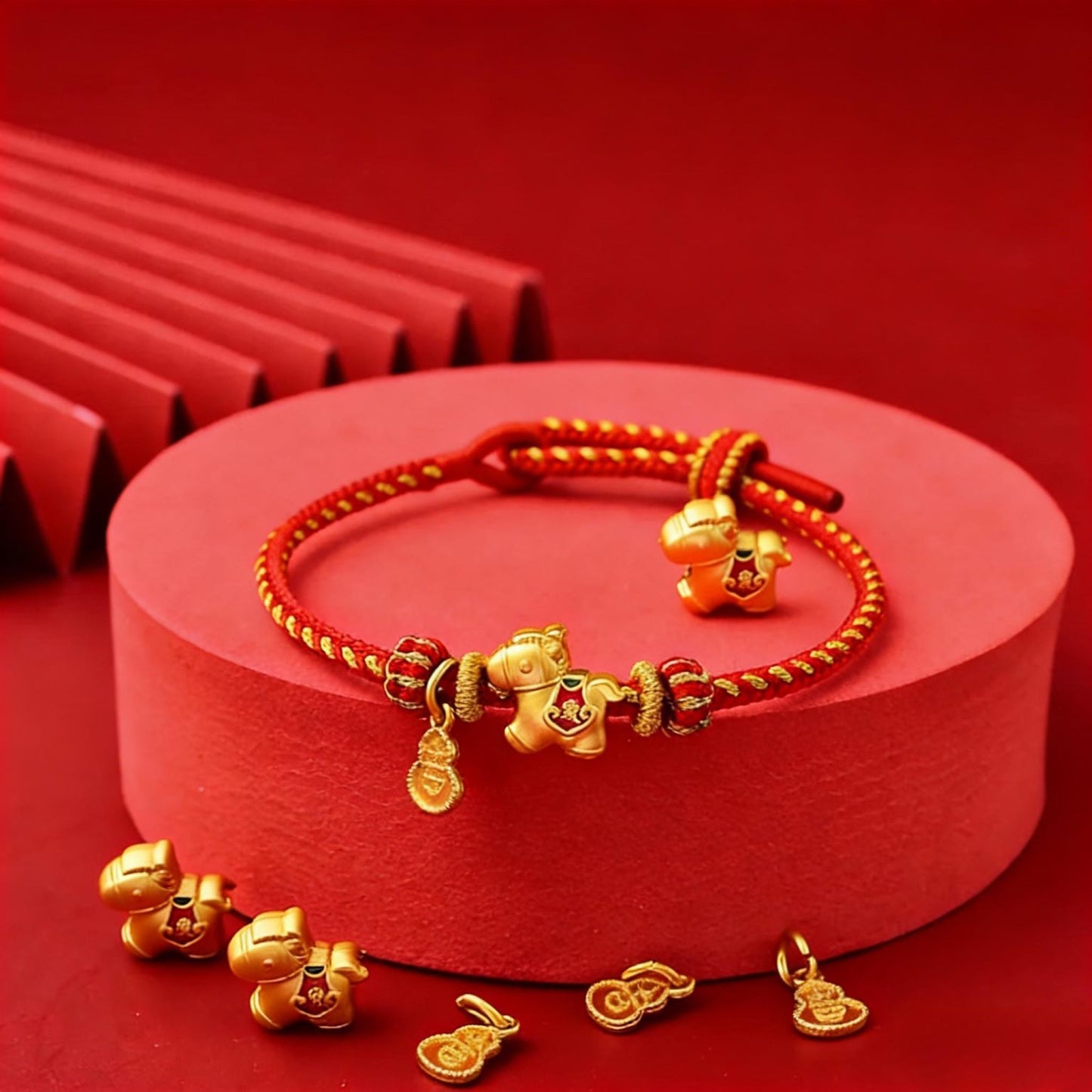 🐎Piękna, czerwona, pleciona bransoletka z miedzi na Rok Konia