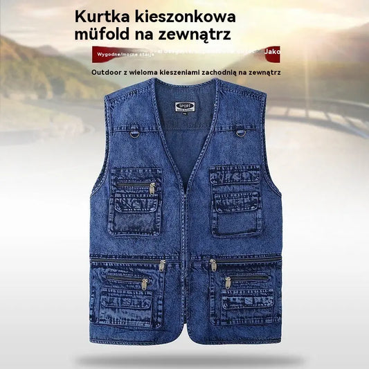 49%OFF【XL-6XL】2026 Męska kamizelka dżinsowa z wieloma kieszeniami