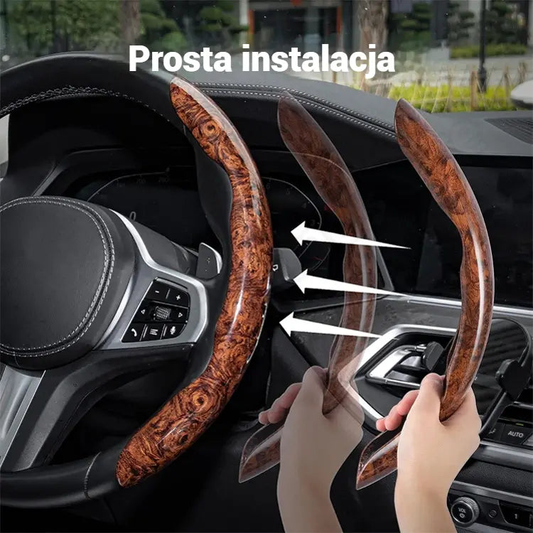 🔥 Kup 3, otrzymasz 3 GRATIS! | Antypoślizgowa osłona na kierownicę z efektem drewna 🚗 Zestaw 3 szt.