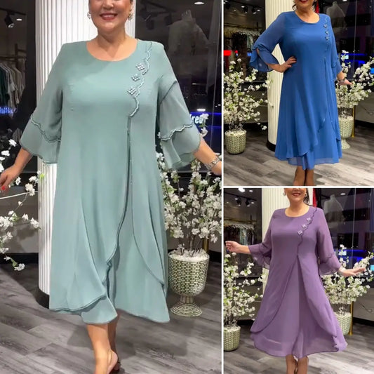 👗【S-5XL】2026 Nowa, wysokiej jakości sukienka z szyfonu w dużym rozmiarze