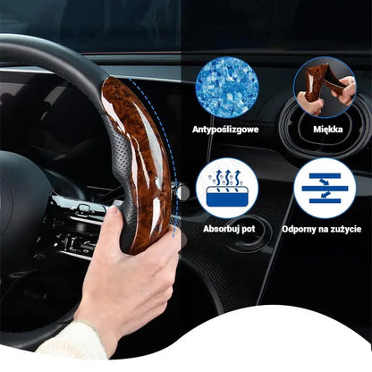 🔥 Kup 3, otrzymasz 3 GRATIS! | Antypoślizgowa osłona na kierownicę z efektem drewna 🚗 Zestaw 3 szt.