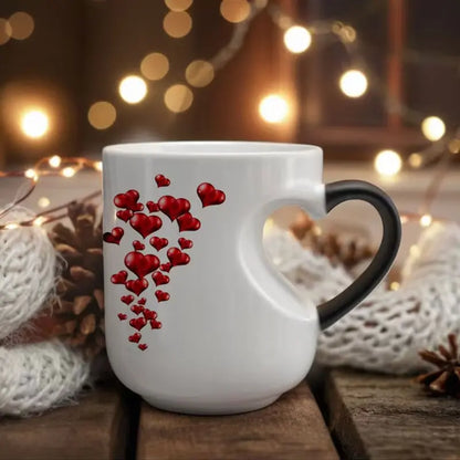 📢📢50% zniżki!!! ⏰ Ceramiczny kubek na Walentynki, uchwyt w kształcie serca, zmieniający kolor💝✨