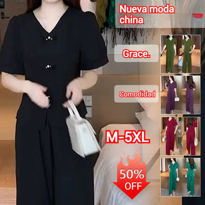 🔥 Conjunto casual de moda 🌸 Top + pantalones anchos | Ligero, cómodo y perfecto para el verano