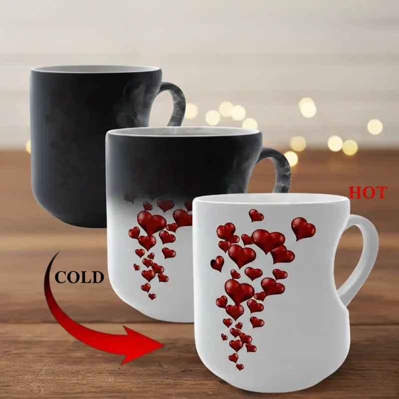 📢📢50% zniżki!!! ⏰ Ceramiczny kubek na Walentynki, uchwyt w kształcie serca, zmieniający kolor💝✨