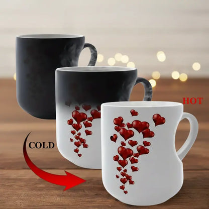 📢📢50% zniżki!!! ⏰ Ceramiczny kubek na Walentynki, uchwyt w kształcie serca, zmieniający kolor💝✨