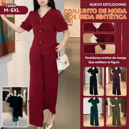 🔥 Conjunto casual de moda 🌸 Top + pantalones anchos | Ligero, cómodo y perfecto para el verano