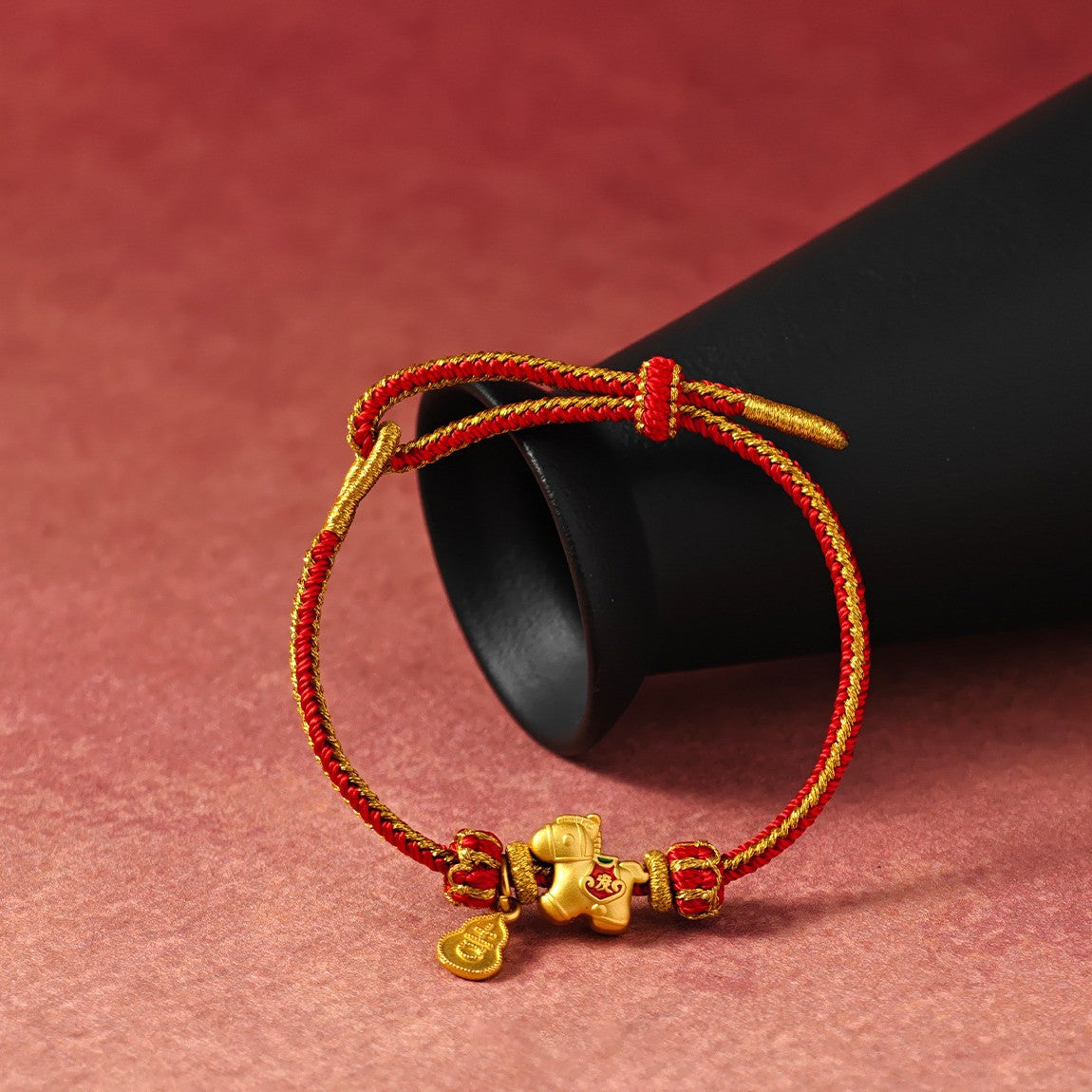 🐎Piękna, czerwona, pleciona bransoletka z miedzi na Rok Konia