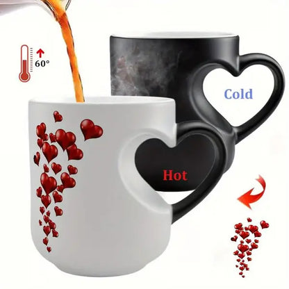 📢📢50% zniżki!!! ⏰ Ceramiczny kubek na Walentynki, uchwyt w kształcie serca, zmieniający kolor💝✨