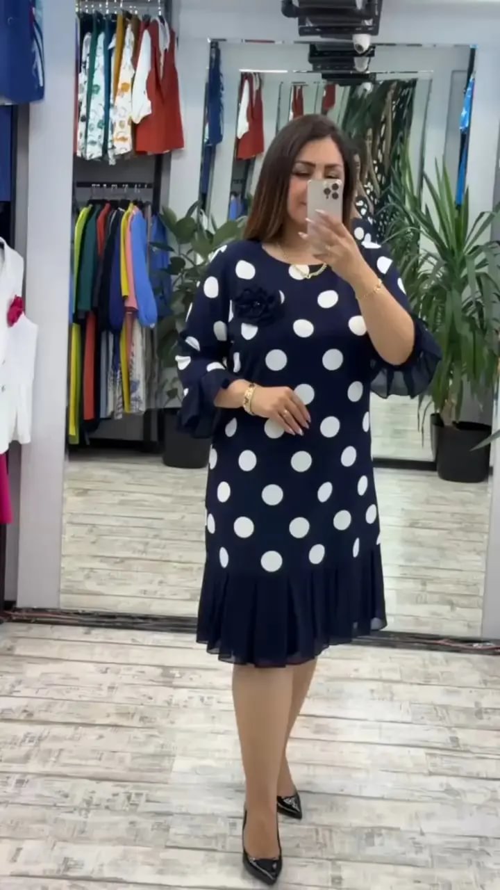 -50%🔥 Nowa sukienka damska w grochy | Modna plisowana sukienka wyszczuplająca S–5XL