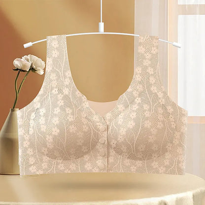😍【Conjunto de 5 piezas】😍 Sujetador de encaje sin aros con cierre frontal para mujer
