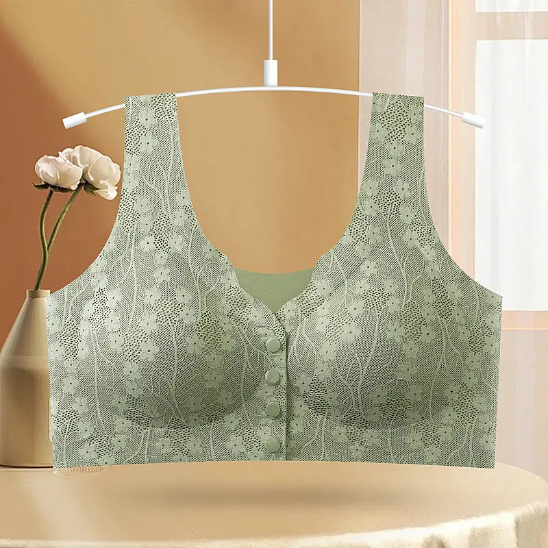 😍【Conjunto de 5 piezas】😍 Sujetador de encaje sin aros con cierre frontal para mujer