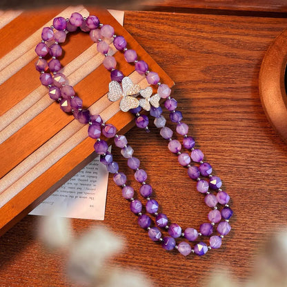 Dreamy Amethyst and Chalcedony Long Necklace | Versatile Necklace