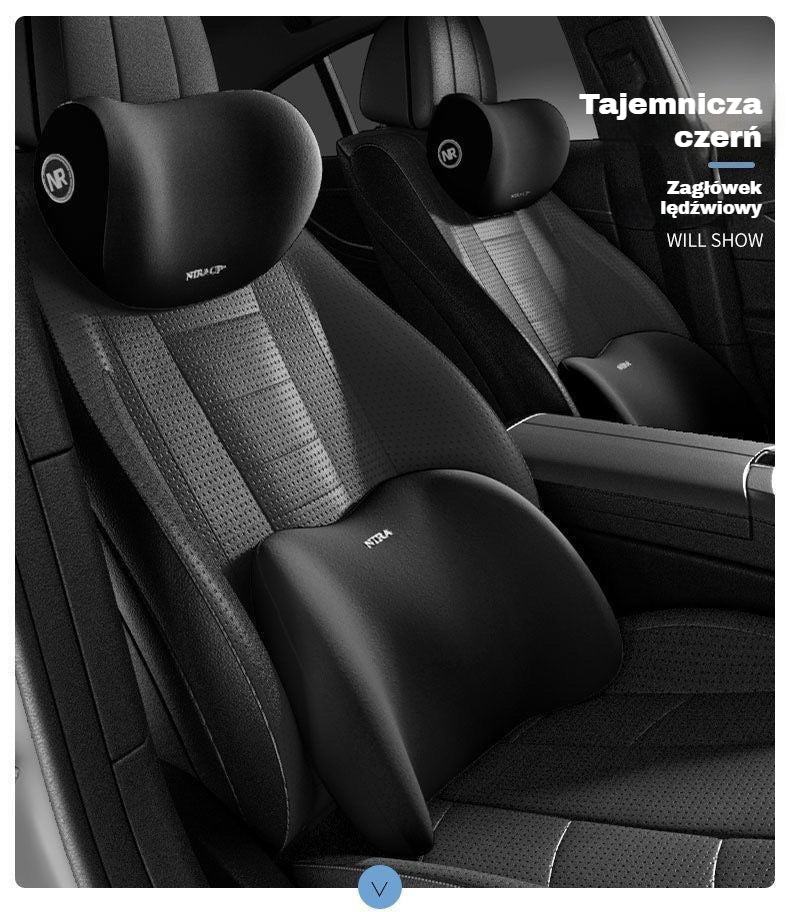 🚗 【30% zniżki】 Zestaw poduszki zagłówkowej i podparcia lędźwiowego do samochodu