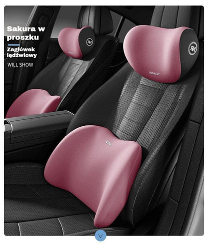 🚗 【30% zniżki】 Zestaw poduszki zagłówkowej i podparcia lędźwiowego do samochodu