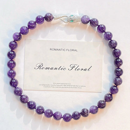 🔮12mm Natural Deep Purple Amethyst Necklace
