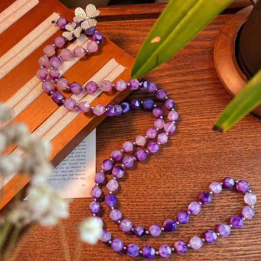 Dreamy Amethyst and Chalcedony Long Necklace | Versatile Necklace