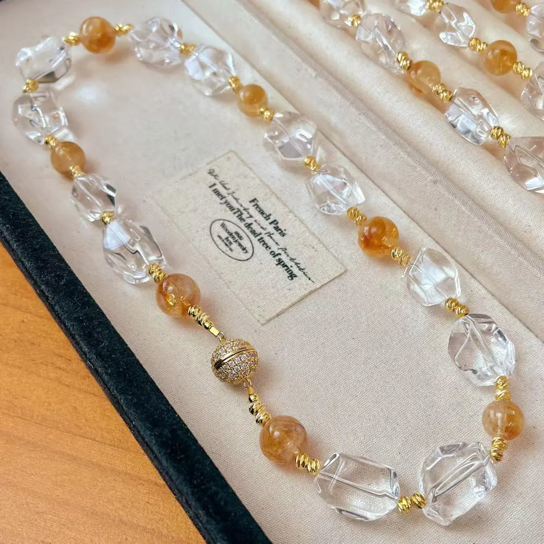 Maillard Natural Yellow & White Crystal Necklace