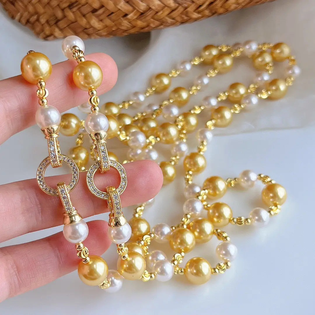 Quiet Luxury Faux- Pearl Necklace with Dual-Clasp
