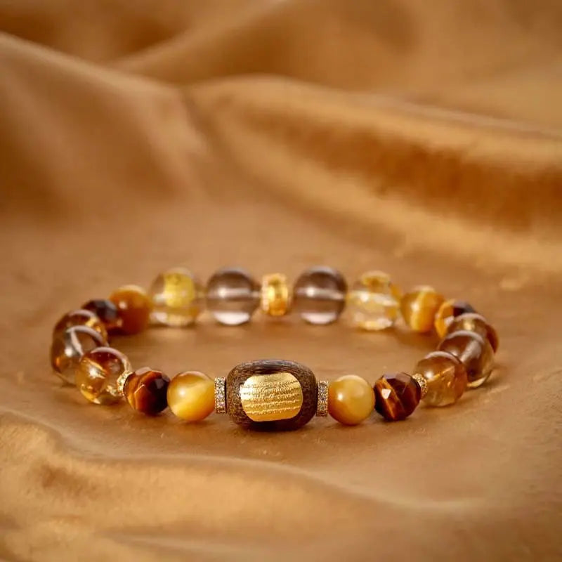 Citrine Tiger Eye Agarwood Bracelet | Year of the Horse Good Luck