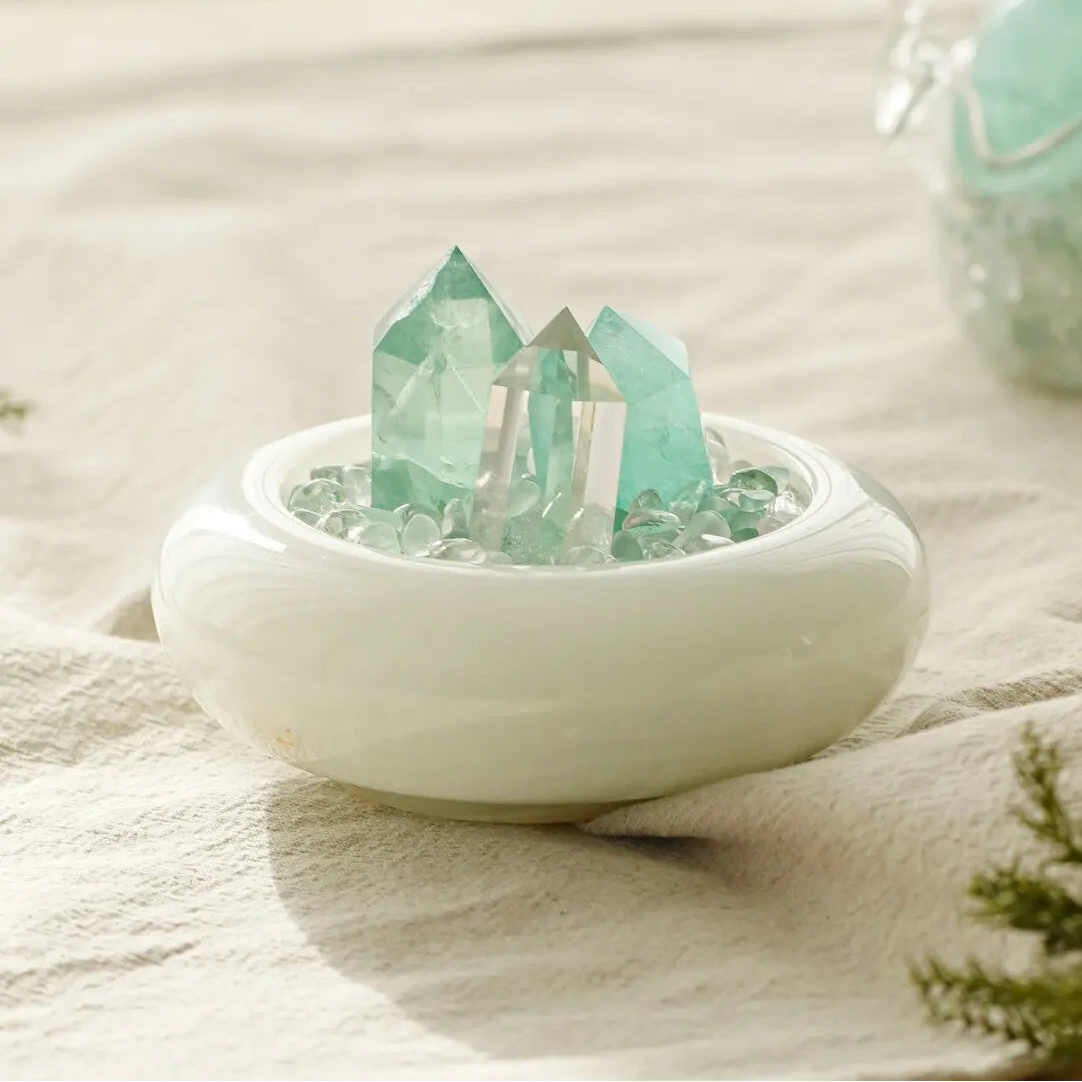 Natural Green Fluorite Crystal Pyramid - Healing Meditation Stone