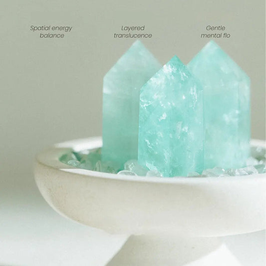 Natural Green Fluorite Crystal Pyramid - Healing Meditation Stone