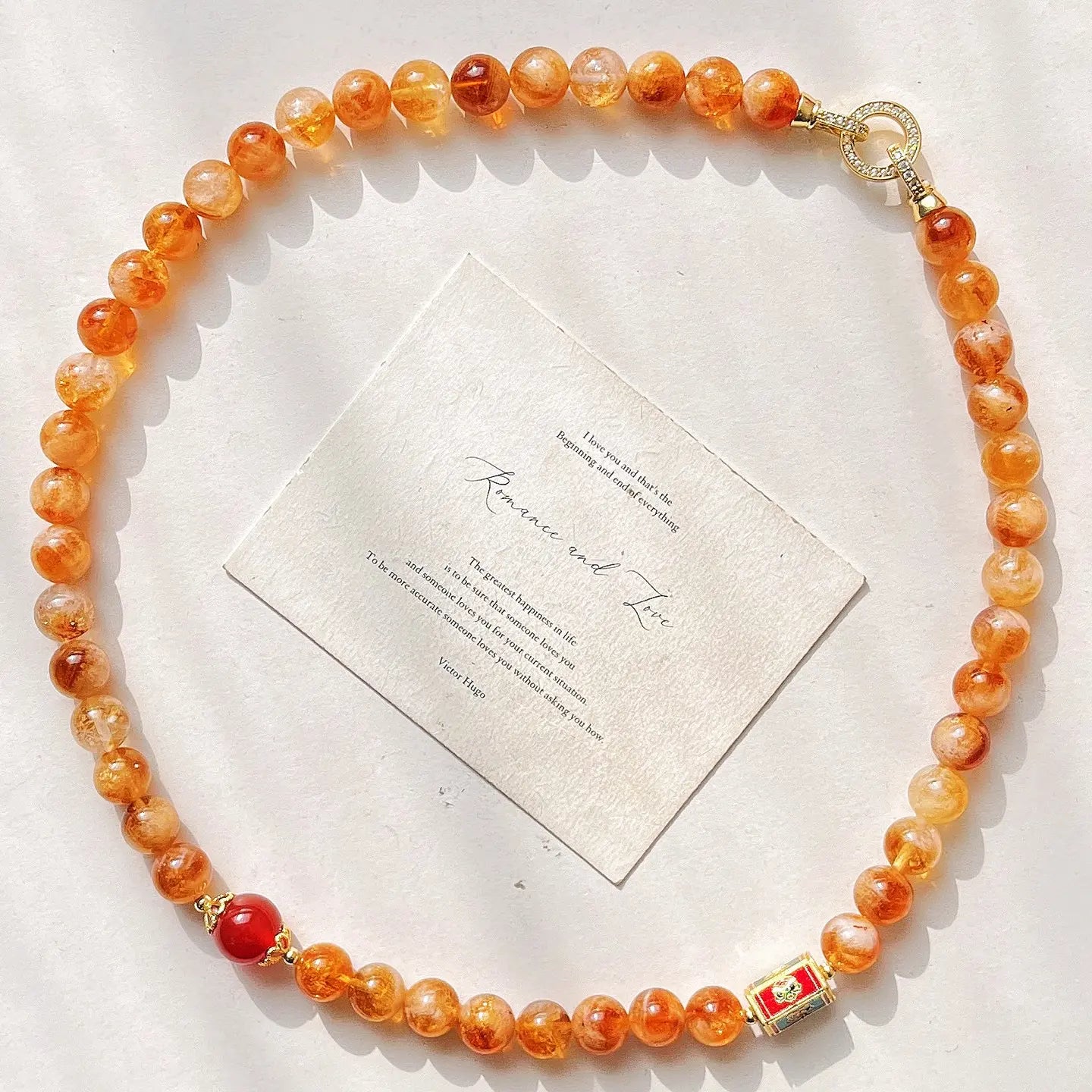 10mm Natural Citrine Necklace | Autumn Winter Maillard Style Choker
