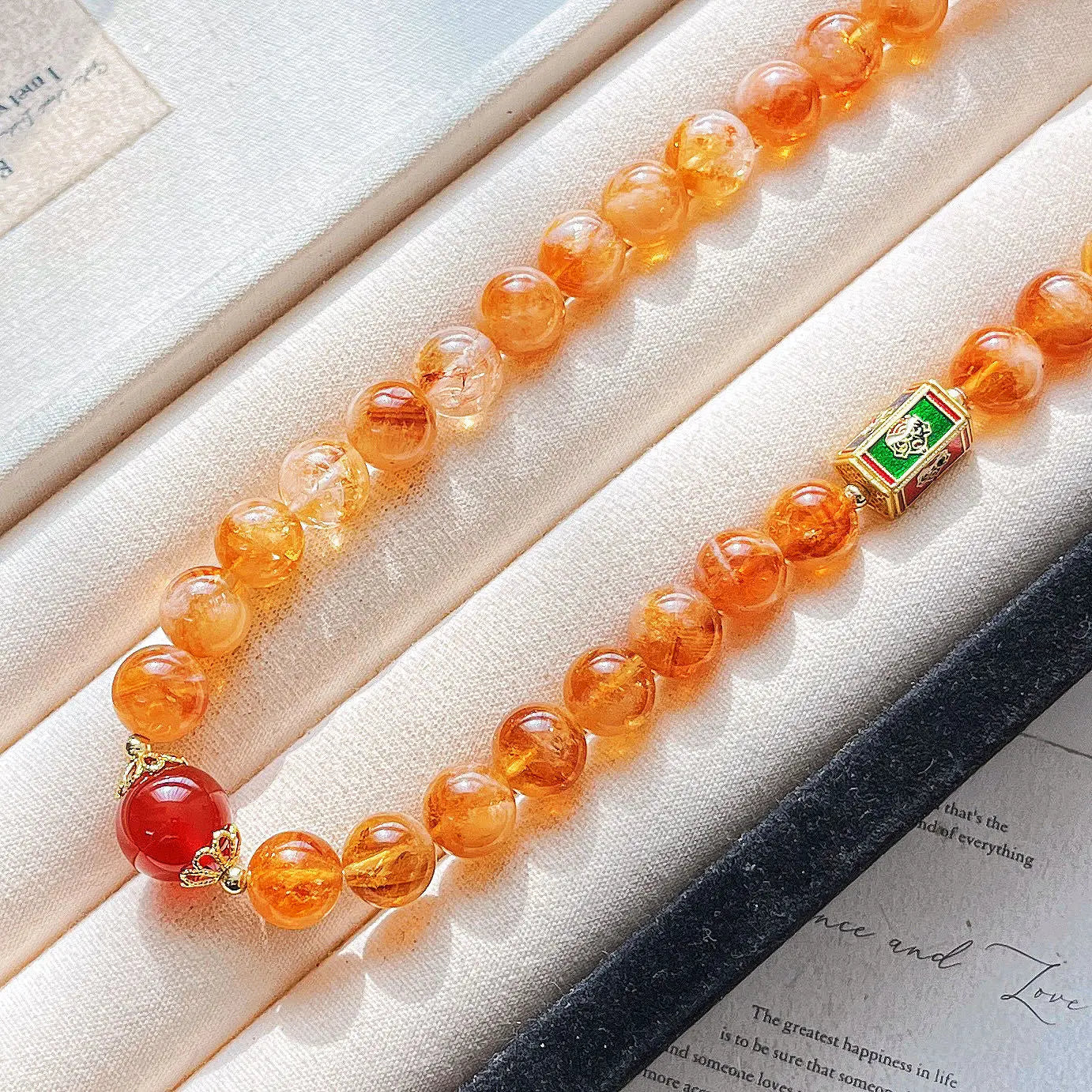 10mm Natural Citrine Necklace | Autumn Winter Maillard Style Choker