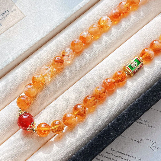10mm Natural Citrine Necklace | Autumn Winter Maillard Style Choker