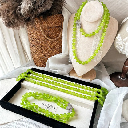 Versatile Quartzite Jade Long Sweater Necklace for Women