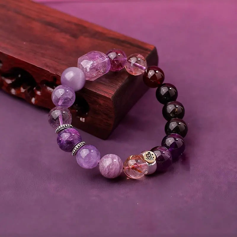 Nine Purple Lihuo Amethyst Super Seven Duobao Bracelet | Luxury Gift