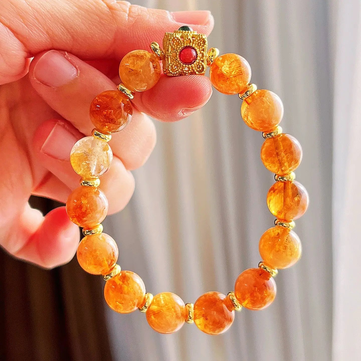 10mm Natural Citrine Bracelet | Premium Autumn & Winter Maillard Style