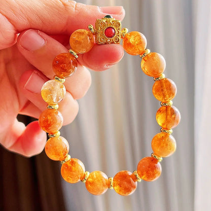 10mm Natural Citrine Bracelet | Premium Autumn & Winter Maillard Style