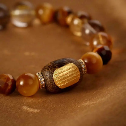 Citrine Tiger Eye Agarwood Bracelet | Year of the Horse Good Luck