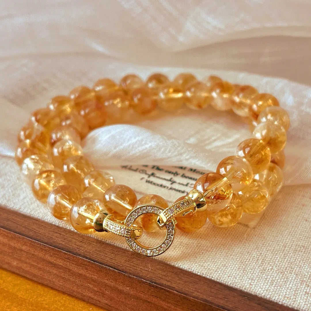 Natural Yellow Phantom Quartz & Citrine Necklace | Retro Chinese Style