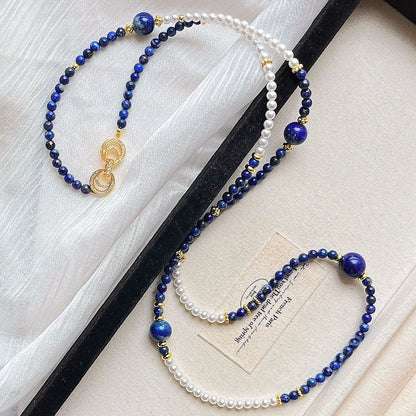 Vintage Lapis Lazuli &  Pearl Necklace | Premium Choker