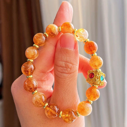 10mm Natural Citrine Bracelet | Premium Autumn & Winter Maillard Style