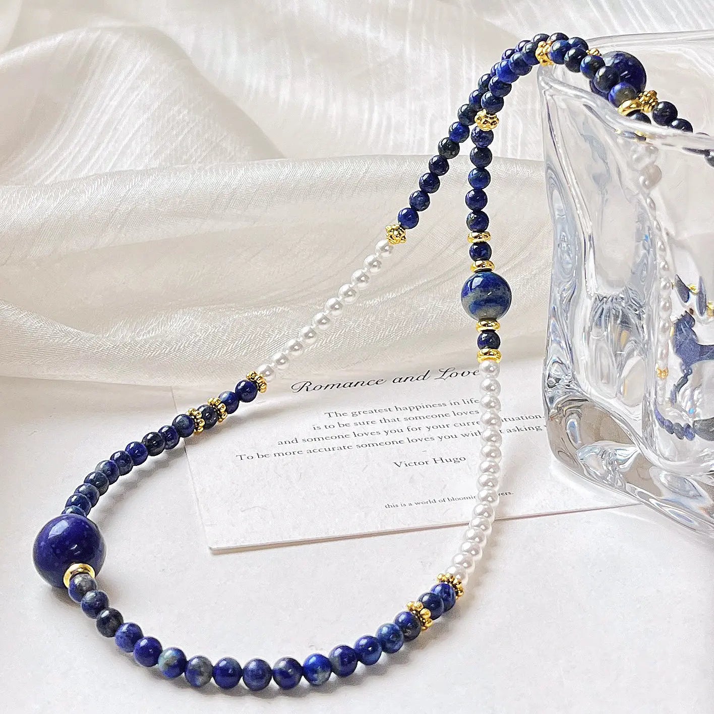 Vintage Lapis Lazuli &  Pearl Necklace | Premium Choker