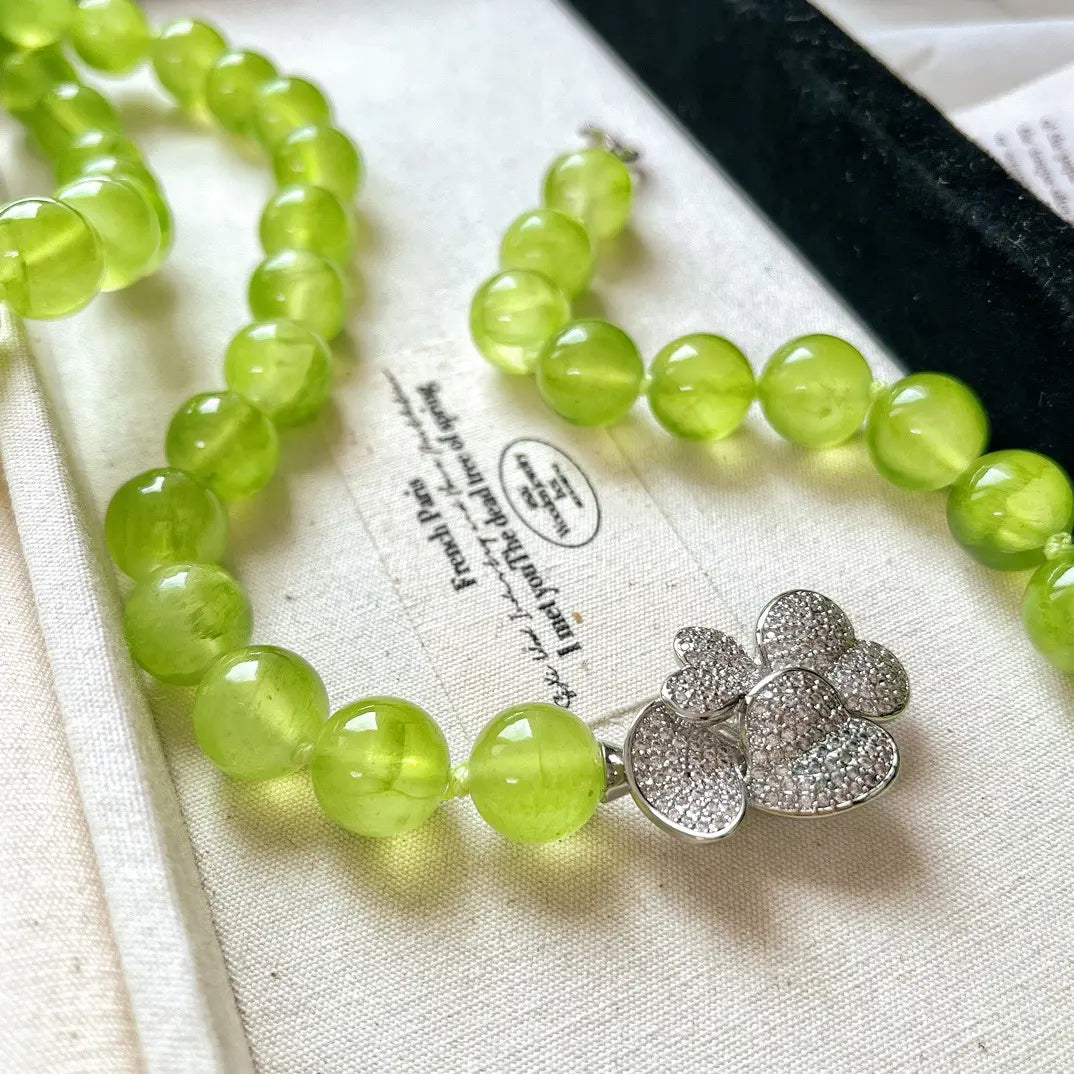 Versatile Quartzite Jade Long Sweater Necklace for Women