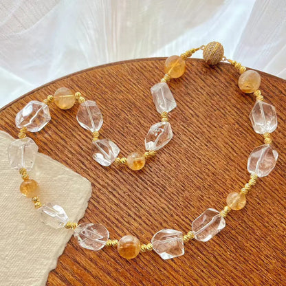 Maillard Natural Yellow & White Crystal Necklace