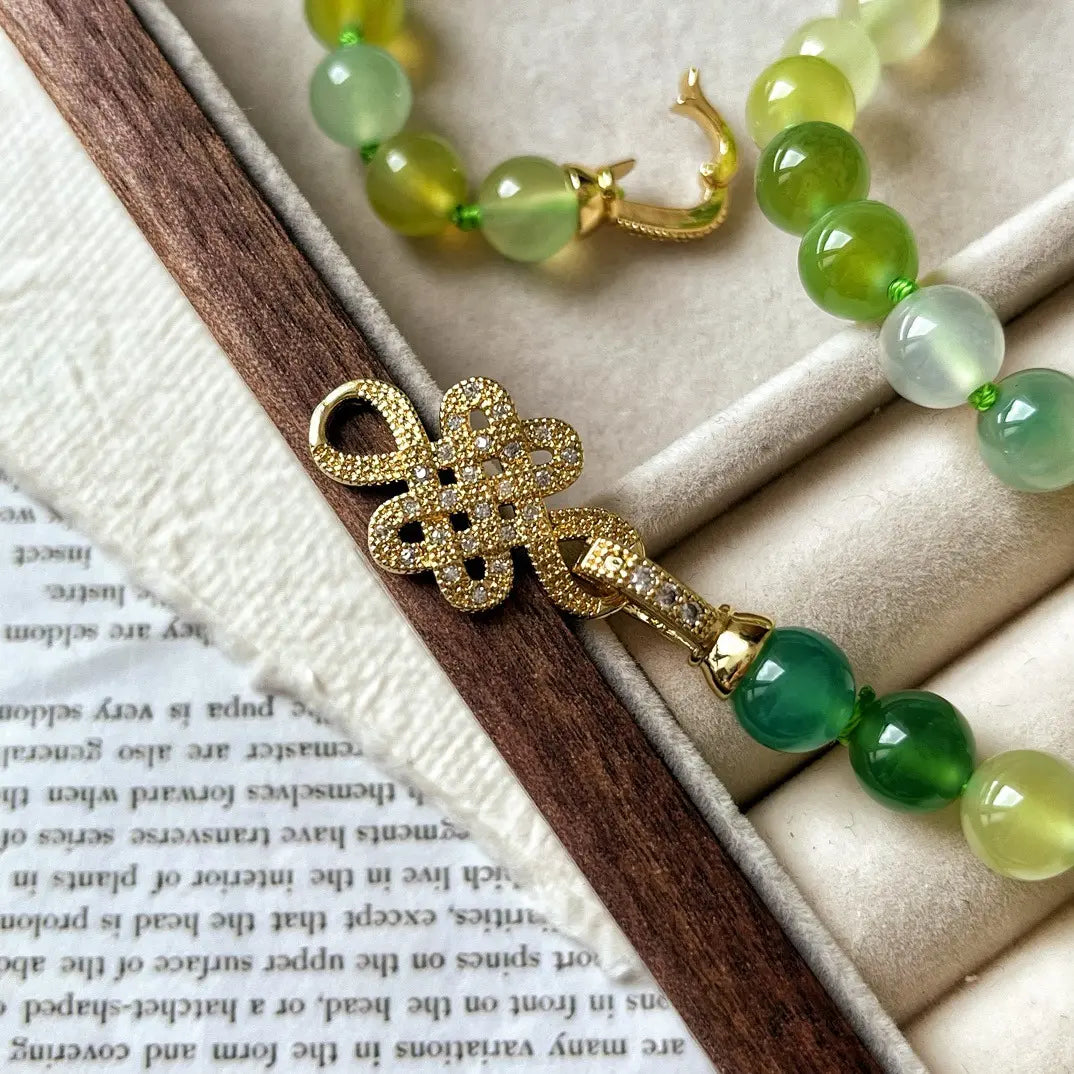 Vintage Apple Green Chrysoprase Sweater Necklace | Multi-Wear Design
