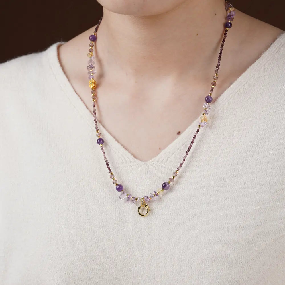 🔮Amethyst  Necklace - Natural Crystal Healing Pendant