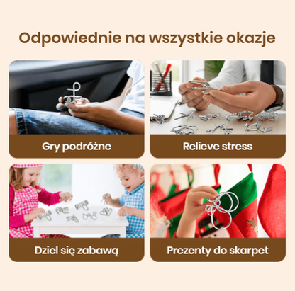 Metalowe Puzzle Pierścieniowe | Gra Logiczna dla Dzieci i Dorosłych